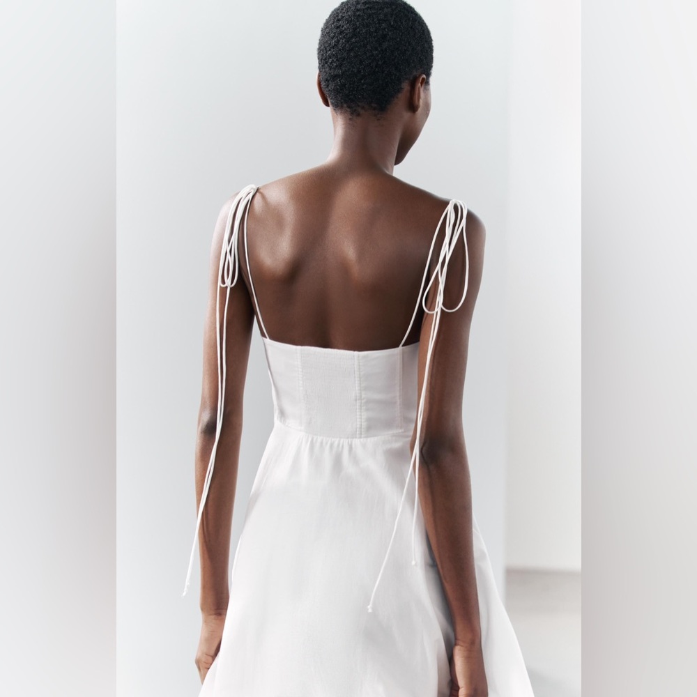 ZARA ZW COLLECTION RUFFLED POPLIN DRESS - Picture 7 of 8